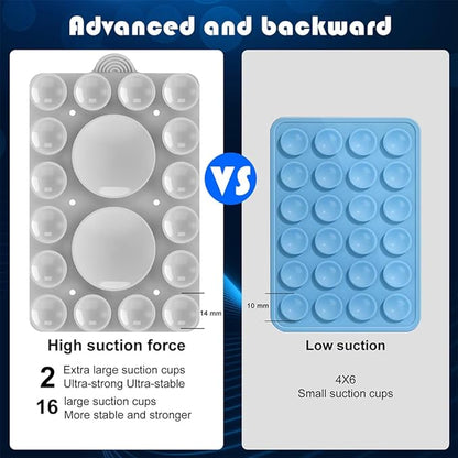 Silicone Suction Mount, Silicon Adhesive Phone Accessory for iPhone and Android, Hands-Free Mirror Shower Phone Holder, TikTok Videos and Selfies (Light Gray 2Pack, Double Sided)
