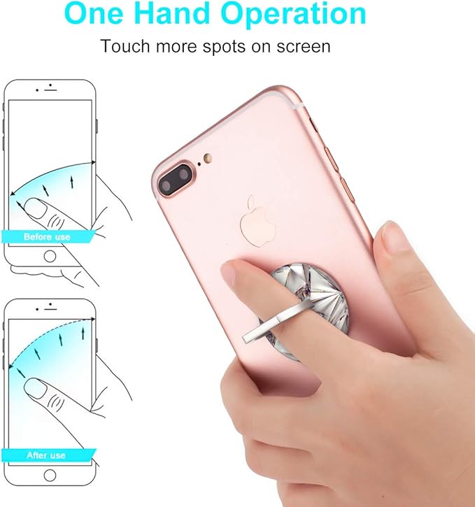 Bonoma Finger Ring Stand, 3 Pack Bling 360 Degree Rotation Phone Ring Stand Grip Holder Compatible with Smartphones and Tablets