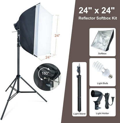 LINCO Lincostore Photo Video Studio Light Kit AM169 - Including 3 Color Backdrops (Black/White/Green) Background Screen