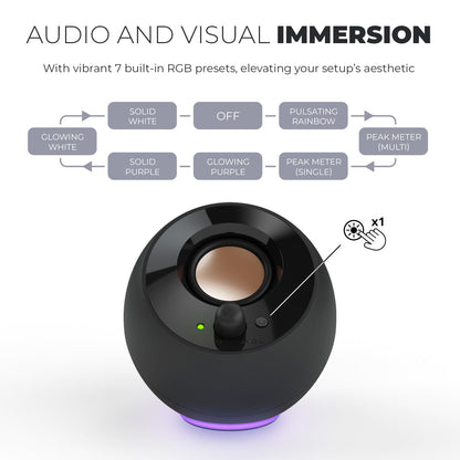 Creative Pebble SE Minimalist 2.0 USB-C Powered PC Speakers with RGB Lighting, 3.5 mm AUX-in, Up to 4.4W RMS Power for Computers and Laptops (White)