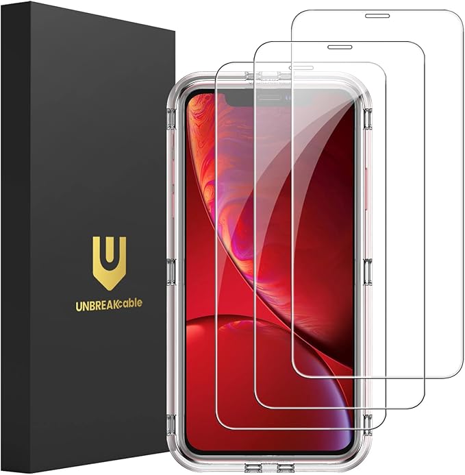 UNBREAKcable Screen Protector for iPhone XR / iPhone 11 [3-Pack], 9H Hardness Tempered Glass for iPhone XR / 11, Case Friendly, 2.5D Round Edge, Anti-Bubbles, Easy Install Tool (Not Whole Screen).
