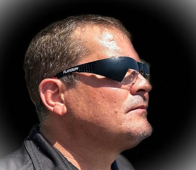 Flaperon Black Fog Foggles for Pilot Training, Adjustable Band, Embossed Hard Case. IFR and VFR training foggles. Durable polycarbonate lenses. Rubberized Tips.
