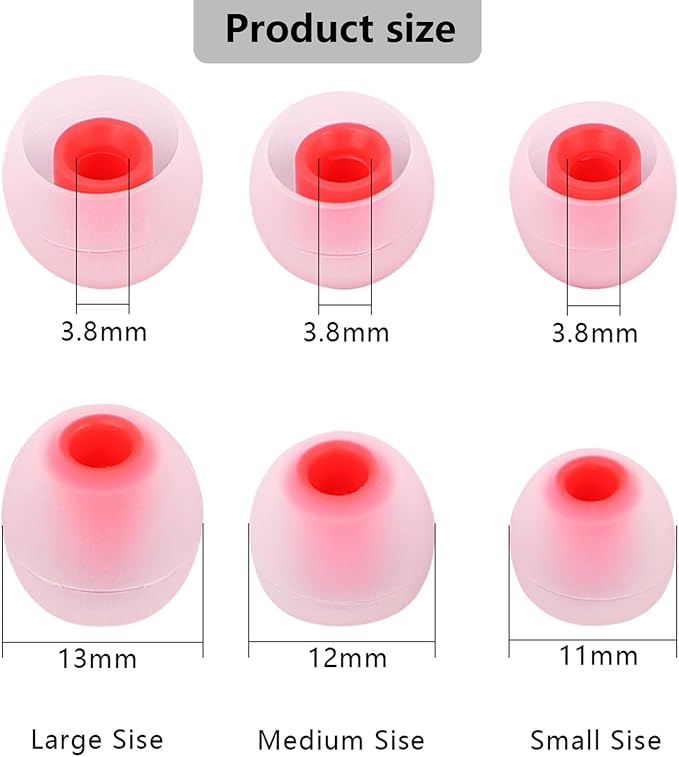 Silicone Replacement Earbud Tips Earbud Covers Ear Tips Fit for in-Ear Headphones (Inner Hole 3.8mm -5.1mm) Earbud Replacement Tips 9 Pairs, S/M/L