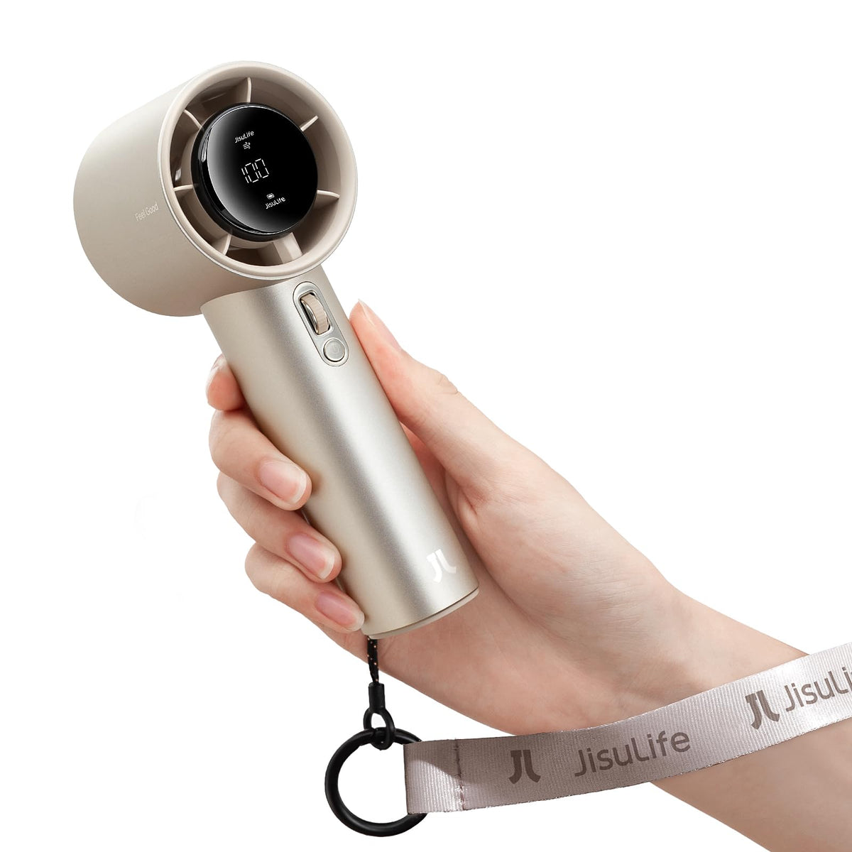 JISULIFE Handheld Fan Pro1S - Next-Gen Airflow: Up to 12H Runtime