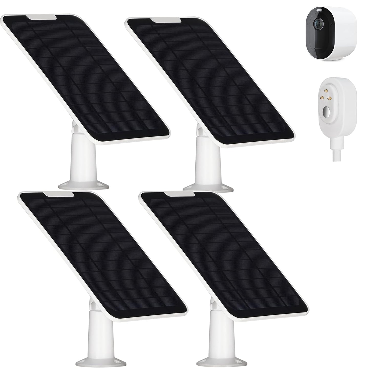 Solar Panel Charger Compatible with Arlo Pro 3/Pro 4/Pro 5S/Ultra/Ultra 2/Go 2 Continuous Power Supply IP65 Weatherproof with 9.8ft Charging Cable and Adjustable Wall Mount 4 Pack