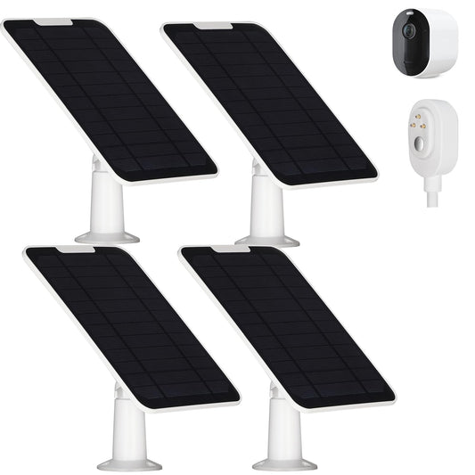 Solar Panel Charger Compatible with Arlo Pro 3/Pro 4/Pro 5S/Ultra/Ultra 2/Go 2 Continuous Power Supply IP65 Weatherproof with 9.8ft Charging Cable and Adjustable Wall Mount 4 Pack
