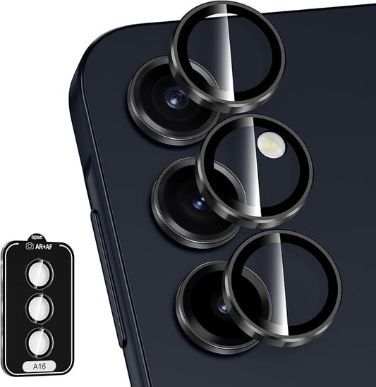 Avocase for Samsung Galaxy A16 Camera Lens Protector, Individual Metal Ring Tempered Glass Lens Cover, [Strong Adsorption] Scratch Resistant Ultra-Thin HD Clear Lens Cover, 1 Set-Black Ring