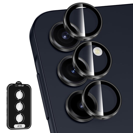 Avocase for Samsung Galaxy A36/A56 Camera Lens Protector, Individual Metal Ring Tempered Glass Lens Cover, [Strong Adsorption] Scratch Resistant Ultra-Thin HD Clear Lens Cover, 1 Set-Black