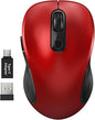 WisFox 2.4G Wireless Mouse for Laptop, Ergonomic Computer Mouse with USB Receiver and Type-C Adapter, 6 Button Cordless Mouse Wireless Mice for Windows Mac PC Notebook (Red)