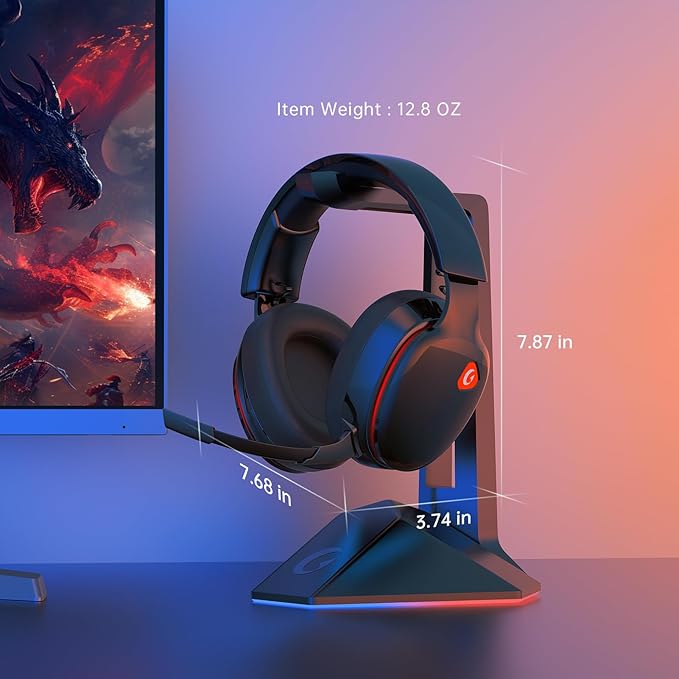 2.4GHz Wireless Gaming Headset for PS5, PS4 Fortnite & Call of Duty/FPS Gamers, PC, Nintendo Switch, Bluetooth 5.3 Gaming Headphones with Mic, Stereo Sound, Red Light -BlackRed