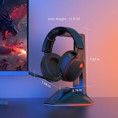 2.4GHz Wireless Gaming Headset for PS5, PS4 Fortnite & Call of Duty/FPS Gamers, PC, Nintendo Switch, Bluetooth 5.3 Gaming Headphones with Mic, Stereo Sound, Red Light -BlackRed