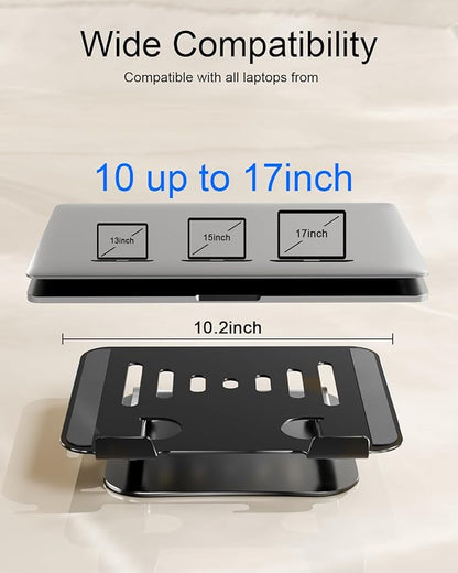 Laptop Stand Adjustable MacBook Stand for Desk Aluminum Notebook Holder Ergonomic Computer Riser Portable Desktop Stand Compatible with All MacBook Notebook Laptop 10-17 Inch