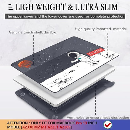 CISSOOK Compatible with MacBook Pro 13 inch Case 2025-2020 Release M2 Chip A2338 M1 A2251 A2289, Astronaut Hard Shell Case for MacBook Pro 13 Inch with Touch Bar, Space Themed Mars
