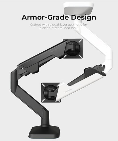 Heavy Duty Ultrawide Monitor Arm with RGB Lighting & USB Charging, Fits 34 to 49 inch Curved Screens, Supports 14 to 38 lbs, Adjustable Desk Mount, Compatible with Gaming Setup, White