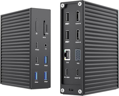 ACASIS USB C Docking Station Dual Monitor,16-in-1 Laptpop Docking Station with 2* HDMI,VGA,2.5G Ethernet,SD/TF,10Gbps USB-C 3.1,3.5mm Audio,PD100W,USBC Hub for MacBook/Dell/Lenovo/HP/ThinkPad (Black)