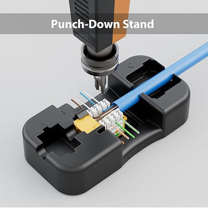Iwillink 10Gbps Cat6 Keystone Jack, RJ45 25-Pack and Punch-Down Stand, UTP Modular Ethernet Insert 90-Degree, Punch Down Adapter, Yellow