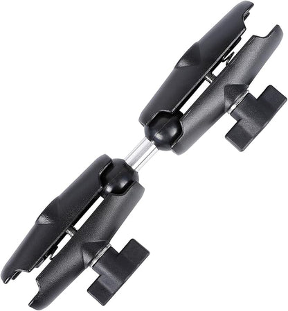 Dual Extension Double Socket Arm with 1" Double Ball Adapter Compatible with RAM B Size Mount and Other 1 inch Industry Standard Device, 360° Rotation Rod for Bike, Truck, Car (8.27" Length)