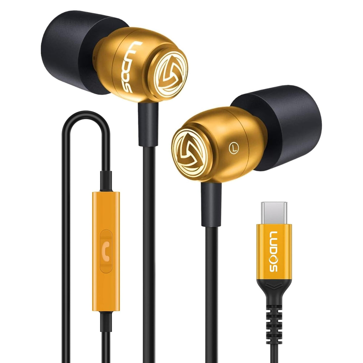 LUDOS Clamor Wired Earbuds in-Ear Headphones, 5 Years Warranty, Earphones with Microphone, Noise Isolating Ear Buds, Memory Foam for iPhone, Samsung, School Students, Kids, Women, Small Ears - Purple