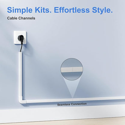 Yecaye Cord Hider, One-Cord Cable Concealer, Cord Covers for Wires on Wall, Easy Install Cable Management Kit for 2 Small Wires, Cables Raceway Home Office, W0.59in H0.4in, White