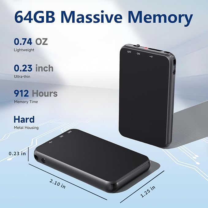 1536Kbps Digital Voice Recorder, with Noise Reduction, Metal Housing, for Lectures and Meetings