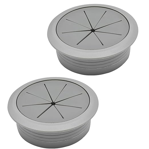 Desk Grommet 2" (50 mm), Desk Hole Cover for Cables Dark Grey, Cable Grommet ABS Plastic, Desk Hole Grommet for Office and Home Table Cable, Detachable & Flexible Cable Cord Organizer-2 Pcs