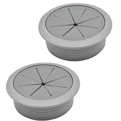 Desk Grommet 2-3/8" (60 mm), Desk Hole Cover for Cables Dark Grey, Cable Grommet ABS Plastic, Desk Hole Grommet for Office and Home Table Cable, Detachable & Flexible Cable Cord Organizer-2 Pcs