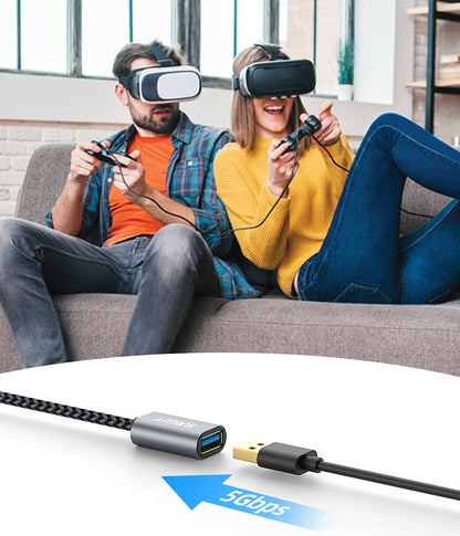 SUNGUY 5Gbps USB 3.0 Extension Cable, 3FT USB Extender, USB A Male to Female Cord, Braided High Data Transfer Compatible with Xbox, Hard Drive, Webcam, USB Keyboard, Mouse, Flash Drive, Oculus VR