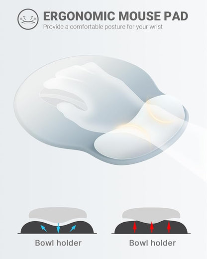 Ergonomic Mouse Pad Wrist Support, Comfortable Mouse Pad Wrist Rest, Relieve Wrist Pain Gel Mouse pad, Non-Slip Rubber Base Mousepad for Laptop, Computer(Gradient Grey Blue)