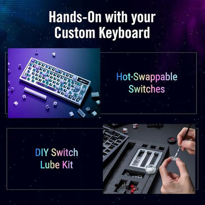 ASUS ROG Azoth 75 Wireless DIY Custom Gaming Keyboard, OLED display, Gasket-Mount, Three-Layer Dampening, Hot-Swappable Pre-lubed ROG NX Storm Switches & Keyboard Stabilizers, PBT Keycaps, RGB - White