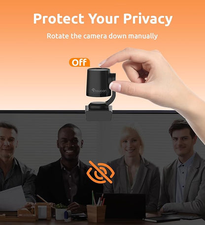 TOUCAN 1080P Webcam with Microphone,FHD Streaming Camera with 1080P/60fps,Privacy Protection Plug Play Ultra Compact Web Cam w/ 89°View for Computer/Meeting/Online Classes/Zoom/YouTube