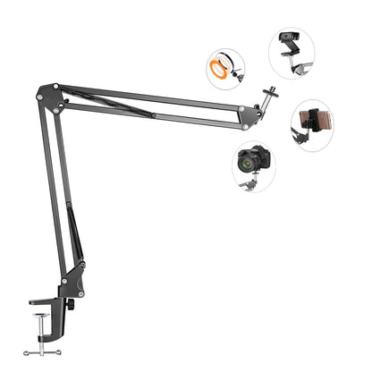 LenTok Overhead Tripod Mount for Camera Webcam Ring Light, Flexible Over Head Arm for iPhone with Phone Holder and Ball Head, Table Stand Accessory for Phone Video Recording Live Stream