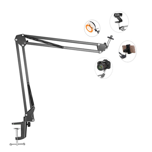 LenTok Overhead Tripod Mount for Camera Webcam Ring Light, Flexible Over Head Arm for iPhone with Phone Holder and Ball Head, Table Stand Accessory for Phone Video Recording Live Stream