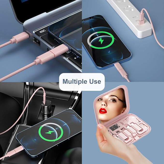 YANZIE USB Adapter Kit, Type-C to Lightning Adapter, USB-A to C, OTG, Pink