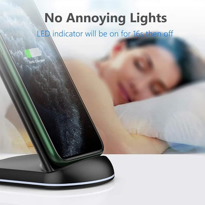 Yootech Wireless Charger,10W Max Wireless Charging Stand, Compatible with iPhone 17/17 Pro/17 Pro Max/Air/16e/16/16 Plus/16 Pro Max/15/14/13/SE 2022/12/11/X/8, Galaxy S25/S24/S23/S22(No AC Adapter)