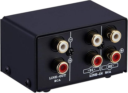 Audio Switcher RCA 2 in 1 Out/1 in 2 Out A/B Switch Stereo Audio Splitter Box with No Distortion RCA Jack for Switching Between Computer Speakers and Headphones