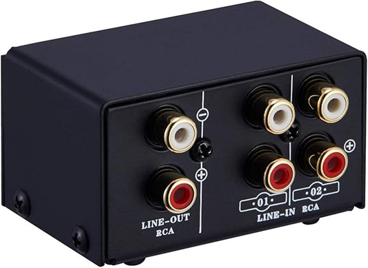 Audio Switcher RCA 2 in 1 Out/1 in 2 Out A/B Switch Stereo Audio Splitter Box with No Distortion RCA Jack for Switching Between Computer Speakers and Headphones