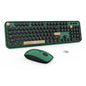 Green Wireless Keyboard and Mouse Combo,Typewriter Keyboard with Round Keys,2.4G Wireless Full Size Colorful Keyboard with Number Pad for Computer Laptop and Desktop