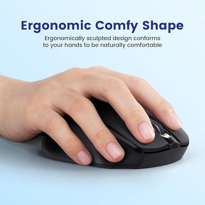 Wireless Mouse, D-09 Computer Mouse USB Cordless Mice for Laptop, Ergo Grips, Lightspeed 5-Level 2400 DPI, 16 Months Battery, Portable for PC Mac Chromebook (2Pack)