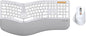 ProtoArc Ergonomic Wireless Keyboard Mouse, EKM01 Plus Full Size Ergo Bluetooth Keyboard Mouse Combo, Split Design, Wrist Rest, Multi-Device, Rechargeable, for Windows/Mac OS - White and Silver