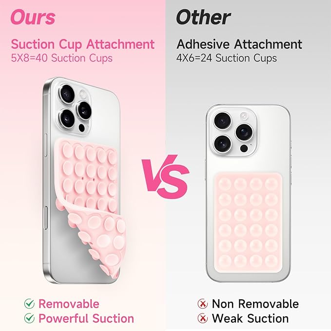 Silicone Suction Cup Phone Case Mount Double Sided, Phone Accessories Hands-Free Strong Grip Holder for Selfies and Videos, Silicon Phone Stand for iPhone and Android Sky Blue