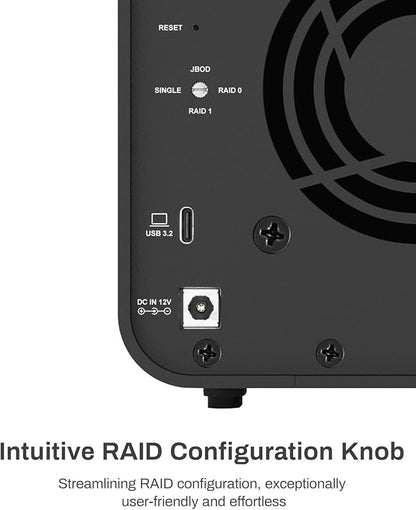 TERRAMASTER D2-320 2Bay USB 3.2 Gen 2 RAID Storage - 10Gbps Type C - Supports RAID 0, 1, Single, JBOD
