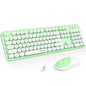 KNOWSQT Wireless Keyboard and Mouse Combo - White-Green Full-Sized 2.4 GHz 104 Keys Typewriter Keyboard, Flexible Round Keycap and Optical Mouse for Windows, Computer, PC, Laptop, Desktop, Mac