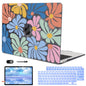 LCMOCICO Compatible with 2021 2020 2019 2018 MacBook Air 13 inch Case M1 A2337 A2179 A1932 Touch ID, Crystal Printed Pattern Plastic Hard Shell Case for Mac Air 13 M1 2021, Colorful Flowers Black