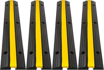 CXRCY Cable Protector Ramp 4 Pack of 1-Channel Rubber Hose Ramp, 22046Lbs Capacity Heavy Duty Speed Bumps Hose Cord Protector Ramps for Driveway&Outdoor/Wire/Hose/Pipe Hider