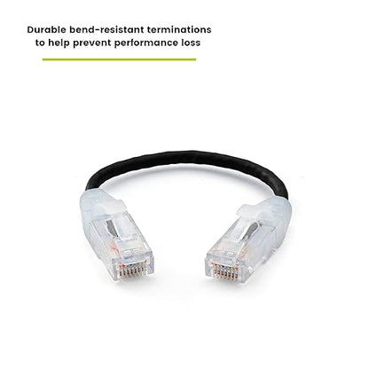 TRUECABLE Cat6 Component Rated Patch Cable, Unshielded (U/UTP), 6in, Black, 28AWG Solid Copper, Snagless 10G High-Speed Ethernet Cable, PoE++ 4PPoE 100W, UL Listed, RoHS-3, 5 Pack