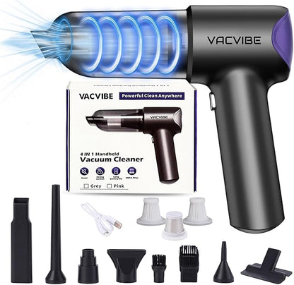 Car Vacuum Portable Cordless, 21000PA 4 in 1 Suck/Blow/Pump/Charger 120W Handheld Car Vacuum Cleaner and Air Duster, Brushless Motor Multi-Nozzles for Home Office Grey