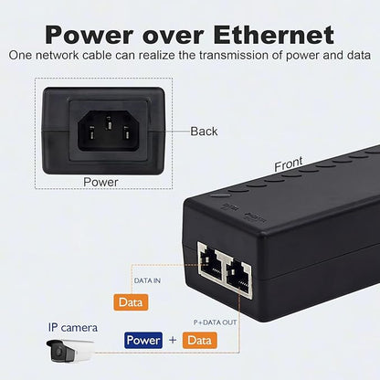 Gigabit PoE+ Injector Adapter - 30W 48V Power Over Ethernet Plus - 10/100/1000Mbps, IEEE 802.3af/at Compliant - Up to 100 M (328 ft) Range, by ThePoEstore