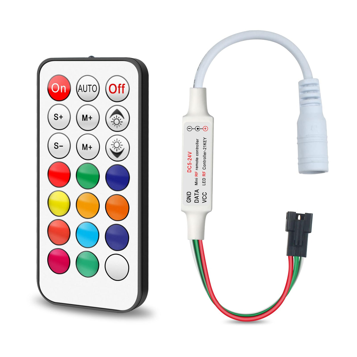 RGBZONE 3-Pin LED Controller, RF Remote for WS2812B/WS2811 Light Strips