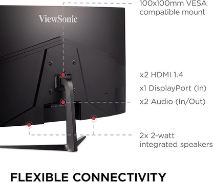 ViewSonic VX3218C-2K 32 Inch Curved 1440p 1ms 165Hz Gaming Monitor with AMD FreeSync Premium, Eye Care, HDMI and Display Port