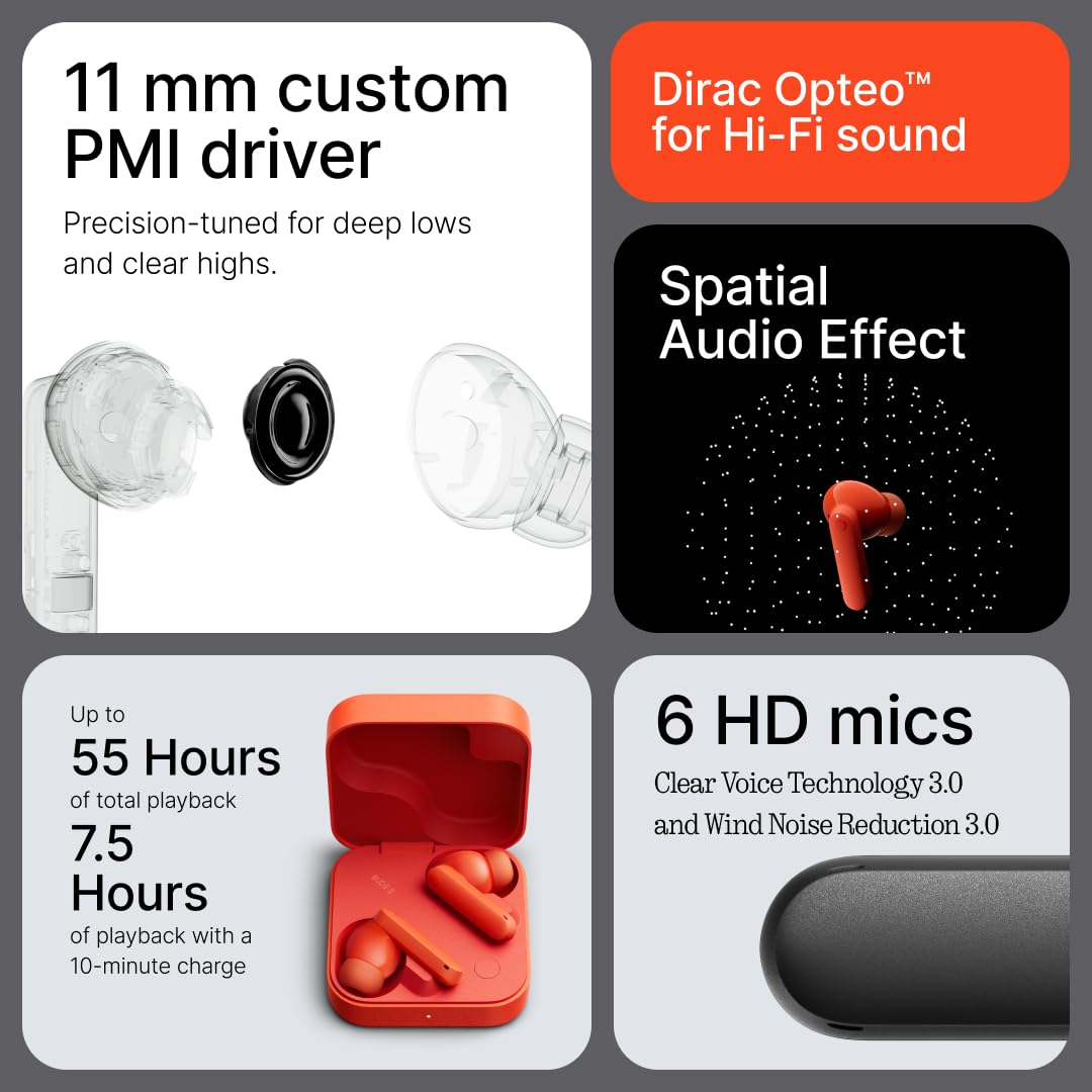 CMF By Nothing Buds 2 48dB Hybrid ANC True Wireless Earbuds, Strong and Comfort Noise Cancelling, Ultra Bass and Dirac Sound, in-Ear Detection, 55H Playtime, 6ENC Mics, Bluetooth 5.4Light Green